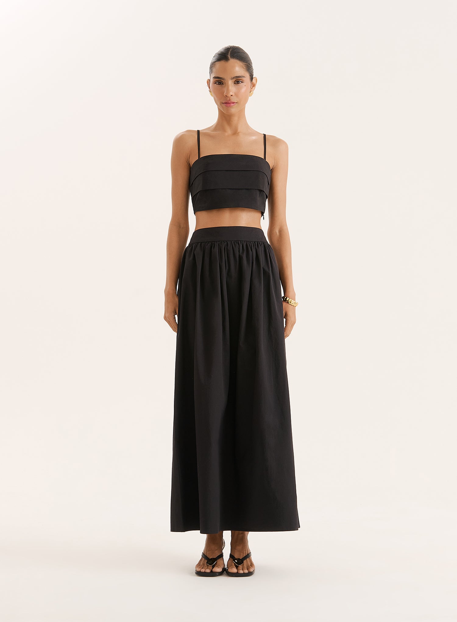 Black Cotton Maxi Skirt